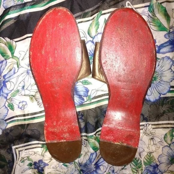 ❤️BURBERRY DARK METALLIC BRONZE OPEN TOE LOW SLIDE SANDALS SHOES 40 / 10 - Picture 6 of 6